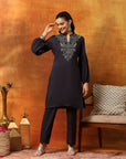 Rayon Kurti & Palazzo Co-Ord Set with Embroidered Yoke