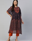 Ethnic Motifs Printed Thread Work Kaftan Kurta