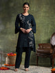 Solid A-Line Viscose Rayon Kurta Set with Thread Embroidery & Bell Sleeves
