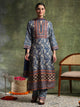 Paisley Wool Blend Kurta Set with Swarovski Detailing & Chiffon Dupatta