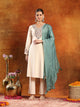 Knitted Wool Kurta Set with Embroidery, Palazzo & Tasselled Chanderi Dupatta