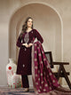Velvet Kurta Set with Zari Neck, Gotta Accents & Banarasi Dupatta