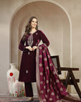 Velvet Kurta Set with Zari Neck, Gotta Accents & Banarasi Dupatta