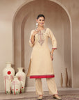 Zari-Embroidered Poly Viscose Kurta Set with Palazzo