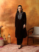Velvet Kurta Set with Mandarin Collar & Zari Embroidered Yoke