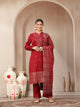 Woolen Jacquard Embroidered Kurta Set with Wool Dupatta