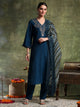 Zari-Embroidered Poly Viscose Kurta Set with Printed Chanderi Dupatta