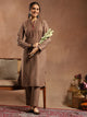 Solid Kurta Set with Ethnic Embroidery, Mandarin Collar & Lace Hem Palazzo