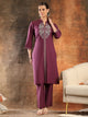 Embroidered Cotton Blend Straight Kurta Set