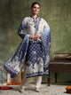 Linen Printed Kurta Set with Swarovski Detailing, Palazzo & Kotta Dupatta
