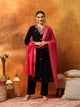 Regal Velvet Kurta Set with Zari & Patch Embroidery