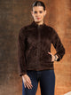 Wool Blend High-Collar Zip Jacket with Functional Pockets