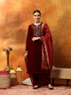 Velvet Kurta Set with Zari Embroidered Yoke with Palazzo & Art Silk Dupatta