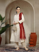 Cotton Flex Kurta Set with Embroidery, Palazzo & Organza Tassel Dupatta