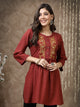 Solid A-Line Cotton Tunic with Embroidered Yoke