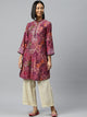 Floral Printed A-Line Modal Chanderi Kurta