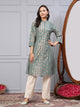 Striped Flowy A-Line Modal Chanderi Kurta with Mandarin Collar