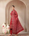 Woolen Jacquard Embroidered Kurta Set with Wool Dupatta