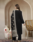 Velvet Kurta Set with Zari Neck, Gotta Accents & Banarasi Dupatta