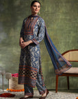Paisley Wool Blend Kurta Set with Swarovski Detailing & Chiffon Dupatta