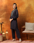 Rayon Kurti & Palazzo Co-Ord Set with Embroidered Yoke