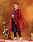 Cotton Flex Kurta Set with Embroidery, Palazzo & Organza Tassel Dupatta