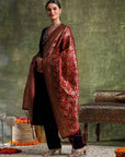 Velvet Kurta Set with Zari Embroidery & Banarasi Art Silk Dupatta