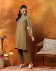 Rayon Kurti & Palazzo Co-Ord Set with Embroidered Yoke