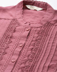 Mandarin Collar Lace Shirt Style Top