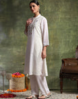 Crepe-Raschel Embroidered Kurta Set with Palazzo