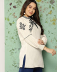 Embroidered Tunic Top In Rayon Fabric