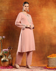 Knitted Wool Kurta Set with Ari Embroidery & Tasselled Dupatta