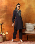 Rayon Kurti & Palazzo Co-Ord Set with Embroidered Yoke