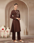 Viscose Blend Kurta Set with Ethnic Motif Embroidery