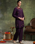 Ari Embroidered Straight Kurta Set with Bishop Sleeves & Palazzo
