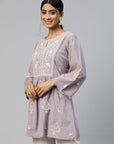 Lavender White Embroidered Tunic