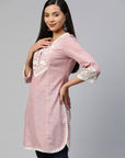 Blue White Floral Embroidered Kurti