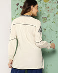 Embroidered Tunic Top In Rayon Fabric