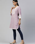 Blue White Floral Embroidered Kurti