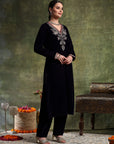 Velvet Kurta Set with Zari Embroidery & Banarasi Art Silk Dupatta