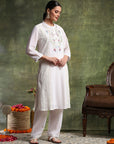 Crepe-Raschel Embroidered Kurta Set with Palazzo