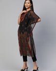 Ethnic Motifs Printed Thread Work Kaftan Kurta