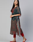 Ethnic Motifs Printed Thread Work Kaftan Kurta