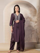 Abstract Printed A-Line Kurta Set with Zari Embroidery & Laced Dupatta