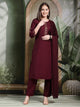 Solid Viscose Kurta Set with Ethnic Embroidery and Dupatta