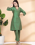 Women'S Embroidered A-Line Kurta And Palazzo Set With Dupatta