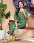 Women'S Embroidered A-Line Kurta And Palazzo Set With Dupatta