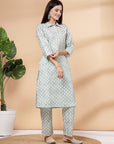 Linen A-Line Kurta And Palazzo Set