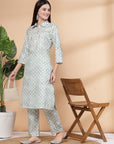 Linen A-Line Kurta And Palazzo Set