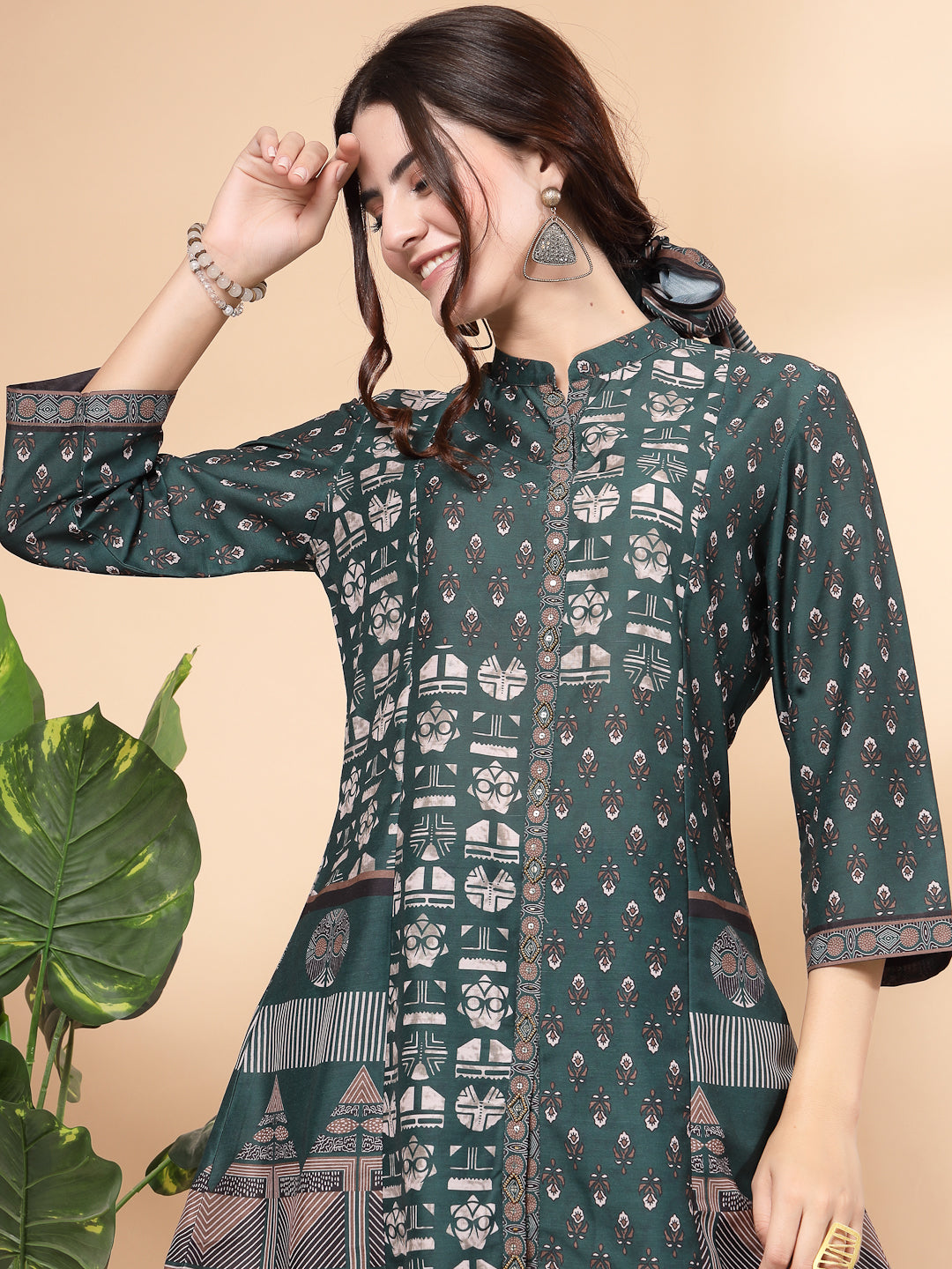 Nayam By Lakshita Women Printed Regular Kurti With Trousers